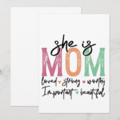 Sie ist Mama: Loved, Strong, Worthy, Importy, Beau Einladung (Vorne/Hinten)