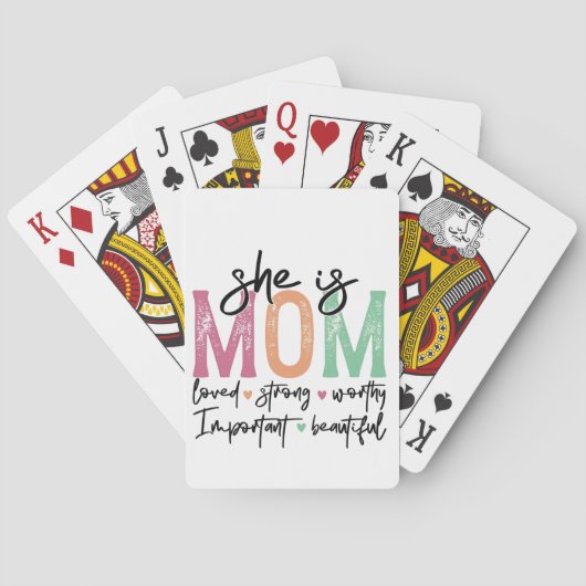 Sie ist Mama: Loved, Strong, Worthy, Importy, Beau Spielkarten (Rückseite)