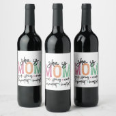 Sie ist Mama: Loved, Strong, Worthy, Importy, Beau Weinetikett (Flaschen)