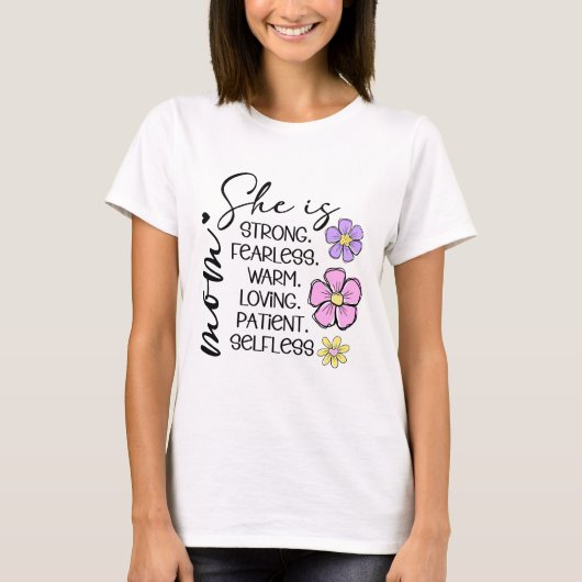 Sie ist Mama Shirt | Minimales T-Shirt der Blumenm (Vorderseite)