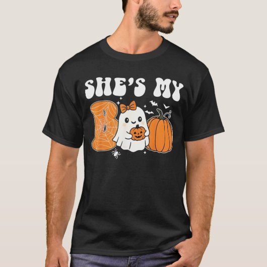 Sie ist mein Boo Funny Matching Halloween Paare Er T-Shirt (Vorderseite)