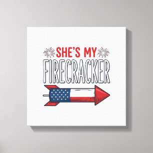 Sie ist mein Feuerwerk Patriotisches Paar Design_1 Leinwanddruck