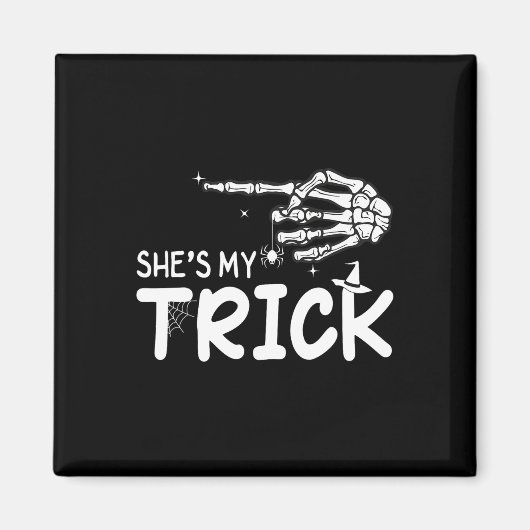 Sie ist mein Trick Couples Skeleton Hand Halloween Magnet (Vorne)