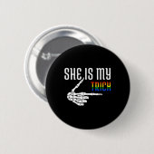 Sie ist mein Trick Skelett Matching Couple Hallowe Button (Vorne & Hinten)