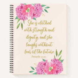 Sie ist mit einem Starkbibelverse bekleidet Notizblock