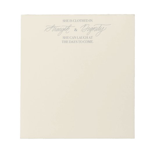 Sie ist mit Festigkeit und Würde Notepad bekleidet Notizblock (Vorderseite)