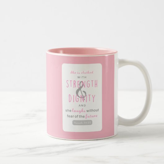 sie ist mit Festigkeit & Würde Sprichwörtern bekle Zweifarbige Tasse (Rechts)