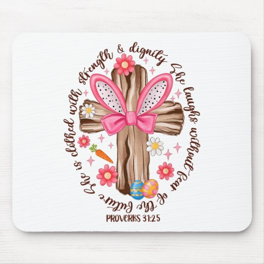 Sie ist mit Kraft und Würde gekleidet Frohe Ostern Mousepad (Vorne)