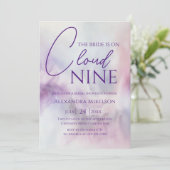 Sie ist On Cloud 9 Brautparty Dreamy Pastel Sky Einladung (Stehend Vorderseite)