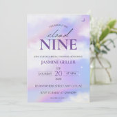 Sie ist On Cloud 9 Brautparty Dreamy Pastel Sky Einladung (Stehend Vorderseite)
