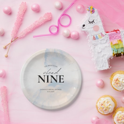 Sie ist On Cloud 9 Brautparty Dreamy Pastel Sky Pappteller (Party)