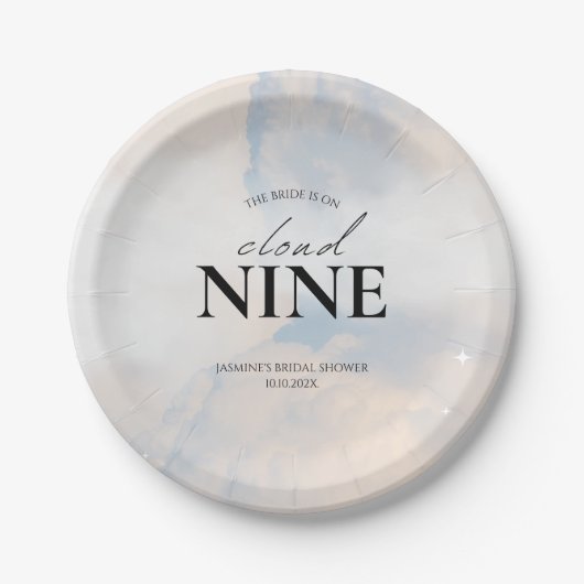 Sie ist On Cloud 9 Brautparty Dreamy Pastel Sky Pappteller (Vorderseite)