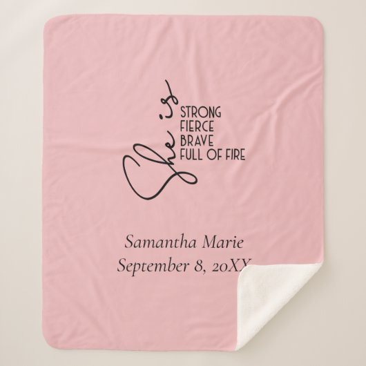 Sie ist Personalisiert stark, tapfer und brillant. Sherpadecke (Vorderseite)