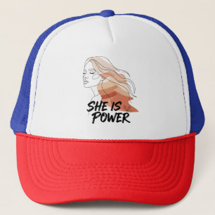 Sie ist Power - Wüstenfarben Feminine Line Art Truckerkappe