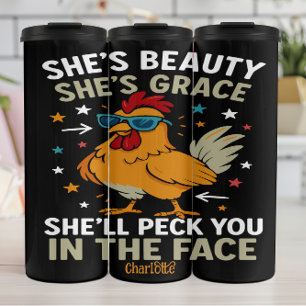 Sie ist Schönheit, sie ist Grace..." - Funny Chick Thermosbecher