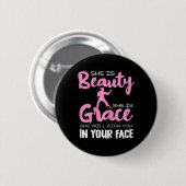 Sie ist Schönheit sie ist Grace Karate Funny Zitat Button (Vorne & Hinten)