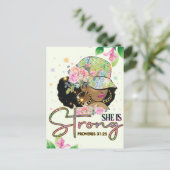 Sie ist stark, melanin, sista, schwarze Mädchen ma Postkarte (Stehend Vorderseite)