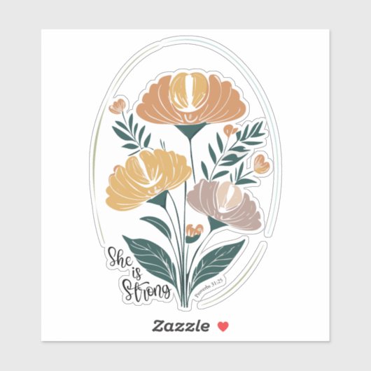 Sie ist stark Psalm Boho Christlich Inspiration T Aufkleber (Blatt)