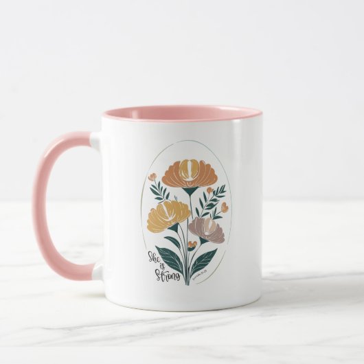 Sie ist stark Psalm Boho Christlich Inspiration T Tasse (Links)