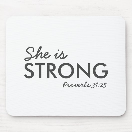 Sie ist stark | Sprichwörter 31:25 Christlicher Gl Mousepad (Vorne)