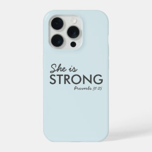 Sie ist stark Sprüche 31:25 Christlicher Glaube iPhone 15 Pro Hülle