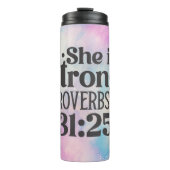 Sie ist stark thermosbecher (Vorderseite)