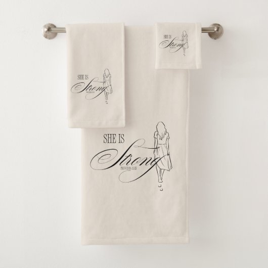 Sie ist starke Sprichwörter 31:25 Badhandtuch Set (Insitu)