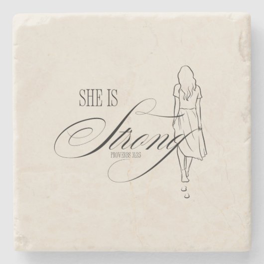 Sie ist starke Sprichwörter 31:25 Steinuntersetzer (Vorderseite)