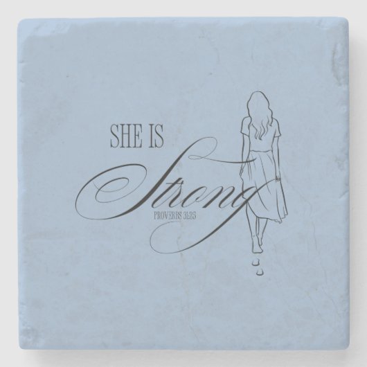 Sie ist starke Sprichwörter 31:25 Steinuntersetzer (Vorderseite)