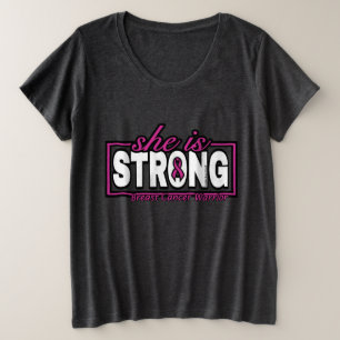 Sie ist STRONG.. Brustkrebs Große Größe T-Shirt