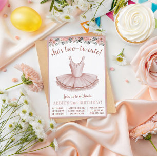 Sie ist Two-Tu süß!  Ballerina zum 2. Geburtstag Einladung