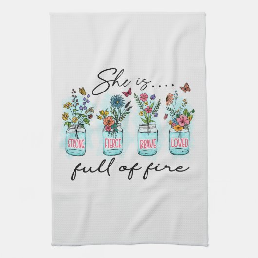 Sie ist voller Feuer - lebendige Ermächtigung durc Geschirrtuch (Vertikal)