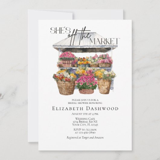 Sie ist vom Brautparty des Blumenhandels abgeschni Einladung (Vorderseite)