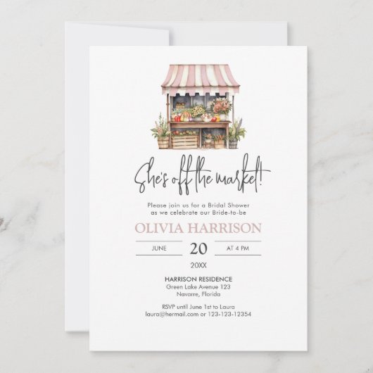 Sie ist vom Market Bauern Market Brautparty abgesc Einladung (Vorderseite)