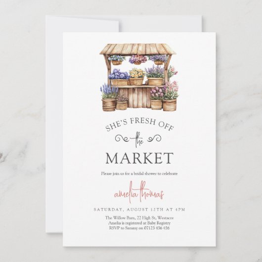 Sie ist vom Market Bauern Market Brautparty abgesc Einladung (Vorderseite)
