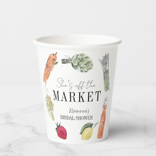 Sie ist vom Markt-Bauer-Brautparty abgeschnitten Pappbecher (Vorderseite)