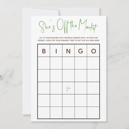 Sie ist vom Markt Brautparty BINGO Game Invi Einladung (Vorderseite)