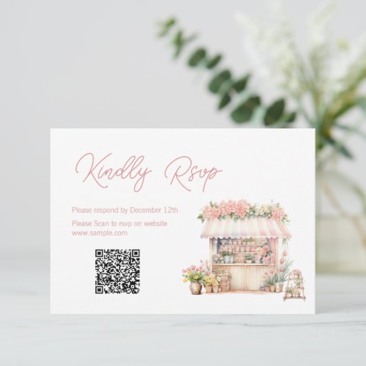 Sie ist vom Markt Brautparty QR Rsvp Card Dankeskarte (Stehend Vorderseite)