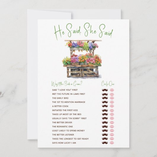 Sie ist vom Markt-Brautparty-Spiel Einladung (Vorderseite)