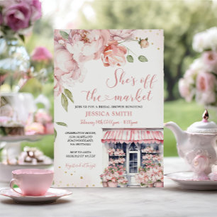 Sie ist vom Markt, das Brautparty der rosa Blume Einladung