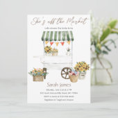 Sie ist vom Markt des Blumenhandels-Brautparty ein Einladung (Stehend Vorderseite)