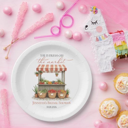 Sie ist vom Markt für Bauern-Brautparty abgeschnit Pappteller (Party)