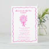 Sie ist vom Markt Gezeichnet Brautparty Einladung (Stehend Vorderseite)