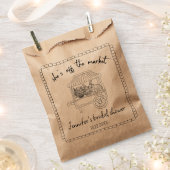 "Sie ist vom Markt" Handgezeichnetes Brautparty Geschenktütchen (Ausgeschnitten)