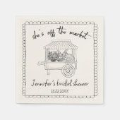 "Sie ist vom Markt" Handgezeichnetes Brautparty Serviette (Vorderseite)