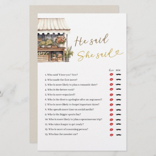 Sie ist vom Markt, sagte er, sie sagte Spiel (Vorne/Hinten)