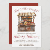 Sie ist vom Markt weg! Bäckerei Stand Brautparty Einladung (Vorne/Hinten)