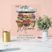 Sie ist vom Markt weg Blumen Elegante Script Willk Acrylschild (Hochzeit)