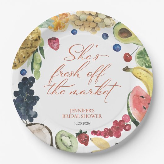 Sie ist vom Markt weg | Brautparty Pappteller (Vorderseite)