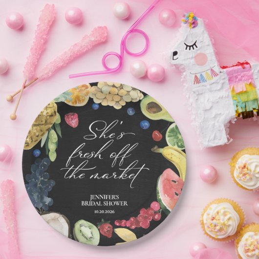 Sie ist vom Markt weg | Chalkboard-Brautparty Pappteller (Party)